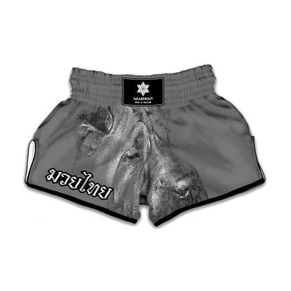 Monochrome Shar Pei Print Muay Thai Boxing Shorts