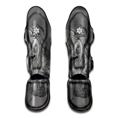 Monochrome Shar Pei Print Muay Thai Shin Guard