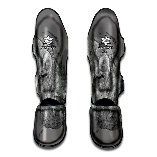 Monochrome Shar Pei Print Muay Thai Shin Guard