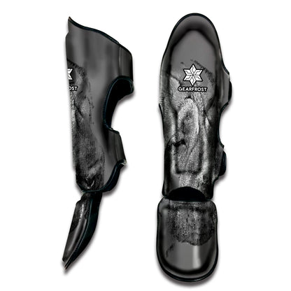 Monochrome Shar Pei Print Muay Thai Shin Guard