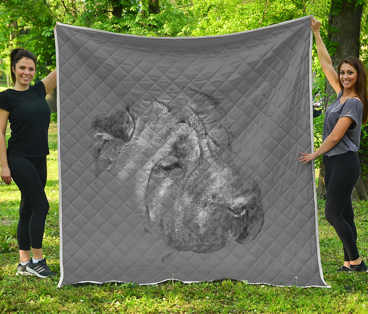 Monochrome Shar Pei Print Quilt
