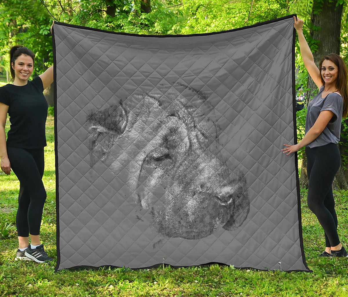Monochrome Shar Pei Print Quilt