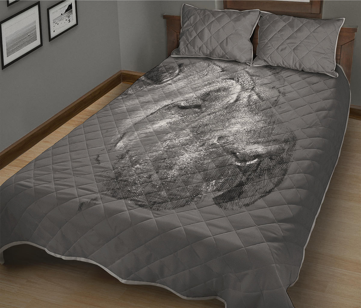Monochrome Shar Pei Print Quilt Bed Set
