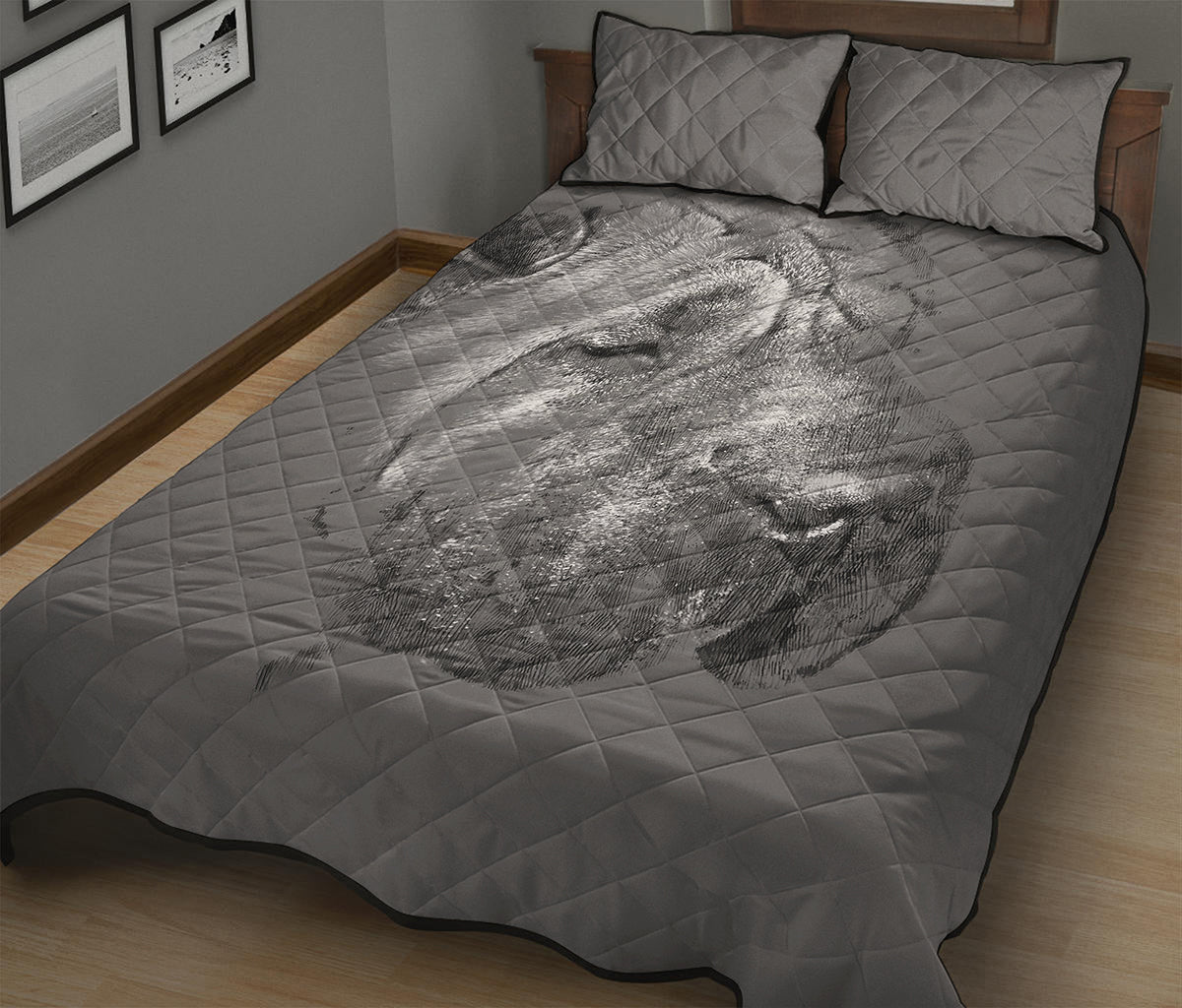 Monochrome Shar Pei Print Quilt Bed Set