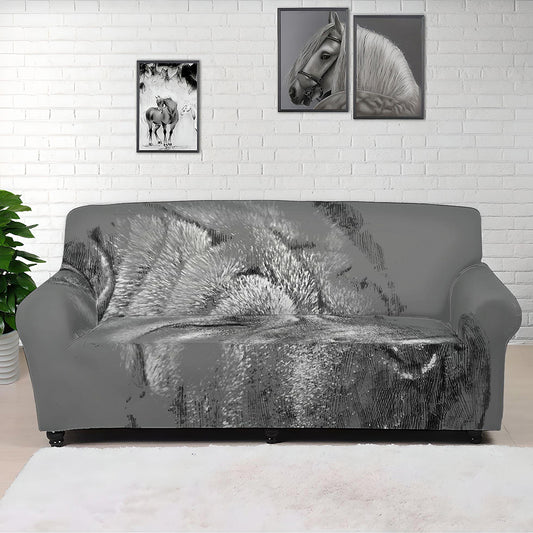 Monochrome Shar Pei Print Sofa Cover