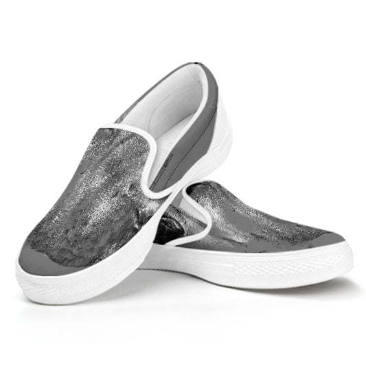 Monochrome Shar Pei Print White Slip On Shoes