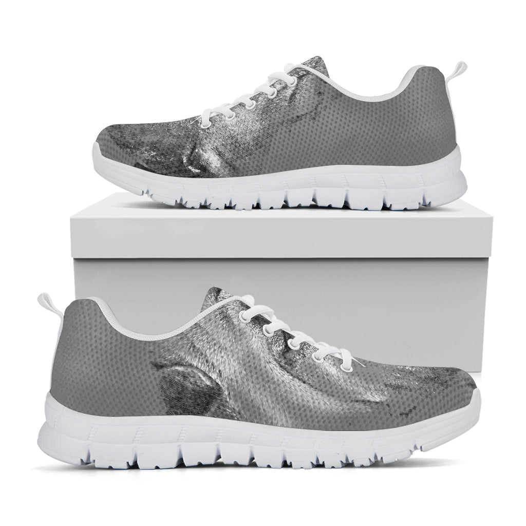 Monochrome Shar Pei Print White Sneakers