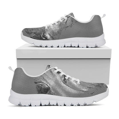 Monochrome Shar Pei Print White Sneakers