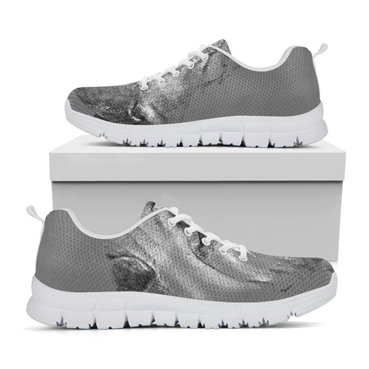 Monochrome Shar Pei Print White Sneakers