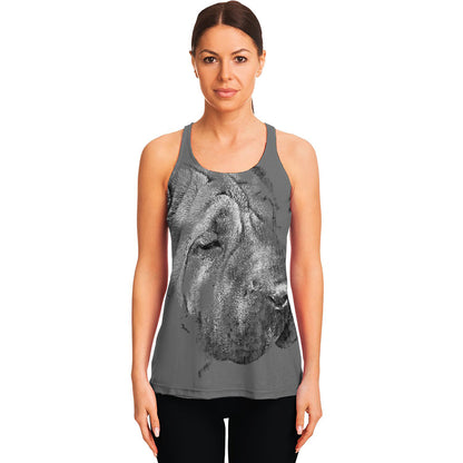 Monochrome Shar Pei Print Women's Racerback Tank Top