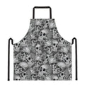 Monochrome Skull Flowers Pattern Print Apron