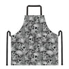 Monochrome Skull Flowers Pattern Print Apron