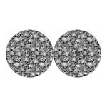 Monochrome Skull Flowers Pattern Print Car Coasters