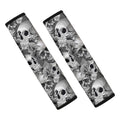 Monochrome Skull Flowers Pattern Print Car Seat Belt Covers