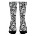 Monochrome Skull Flowers Pattern Print Crew Socks