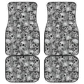 Monochrome Skull Flowers Pattern Print Front and Back Car Floor Mats