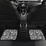 Monochrome Skull Flowers Pattern Print Front and Back Car Floor Mats