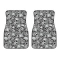 Monochrome Skull Flowers Pattern Print Front Car Floor Mats