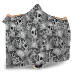 Monochrome Skull Flowers Pattern Print Hooded Blanket