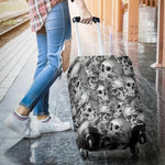 Monochrome Skull Flowers Pattern Print Luggage Cover GearFrost