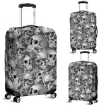 Monochrome Skull Flowers Pattern Print Luggage Cover GearFrost