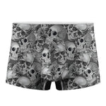 Monochrome Skull Flowers Pattern Print Men's Boxer Briefs