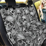 Monochrome Skull Flowers Pattern Print Pet Car Back Seat Cover