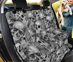 Monochrome Skull Flowers Pattern Print Pet Car Back Seat Cover