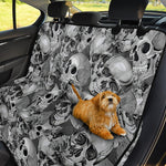 Monochrome Skull Flowers Pattern Print Pet Car Back Seat Cover