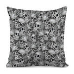 Monochrome Skull Flowers Pattern Print Pillow Cover