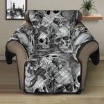 Monochrome Skull Flowers Pattern Print Recliner Protector