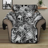 Monochrome Skull Flowers Pattern Print Recliner Protector