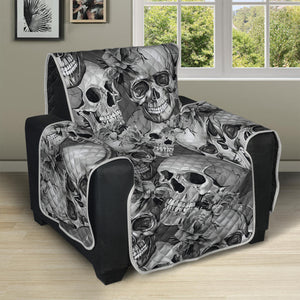 Monochrome Skull Flowers Pattern Print Recliner Protector