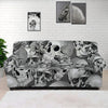 Monochrome Skull Flowers Pattern Print Sofa Cover