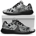 Monochrome Skull Flowers Pattern Print Walking Shoes