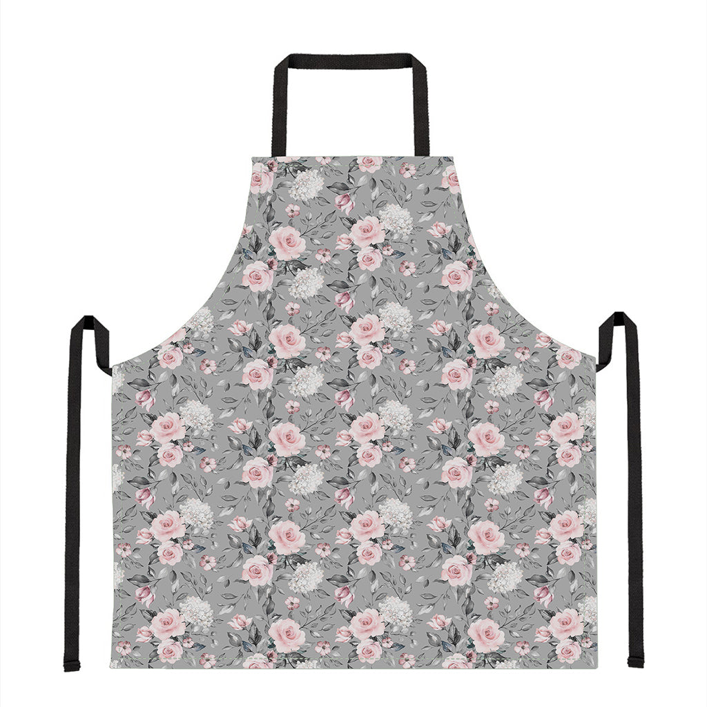 Monochrome Spring Floral Print Apron