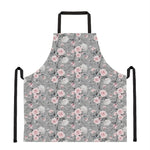 Monochrome Spring Floral Print Apron