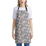 Monochrome Spring Floral Print Apron