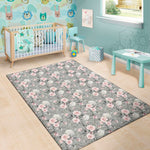 Monochrome Spring Floral Print Area Rug