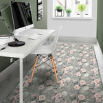 Monochrome Spring Floral Print Area Rug