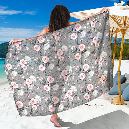 Monochrome Spring Floral Print Beach Sarong Wrap