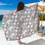 Monochrome Spring Floral Print Beach Sarong Wrap