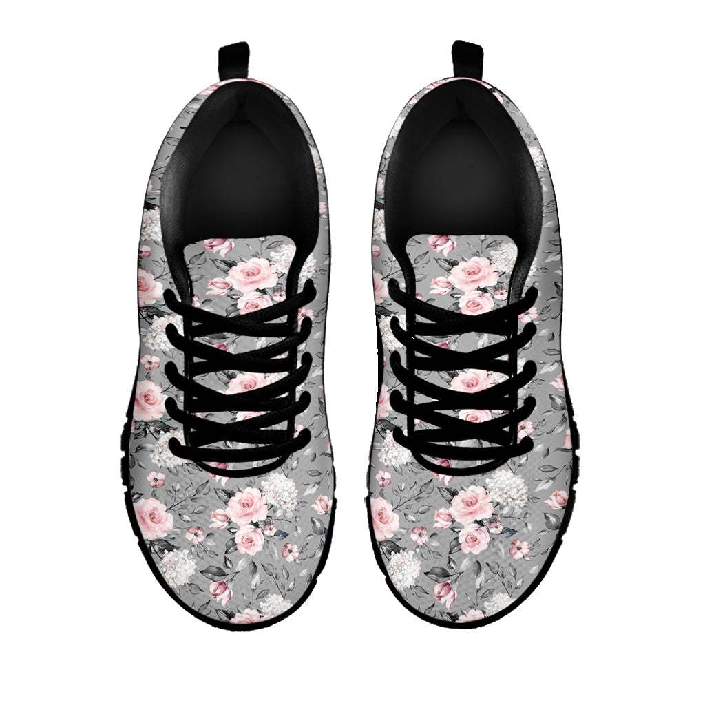 Monochrome Spring Floral Print Black Sneakers