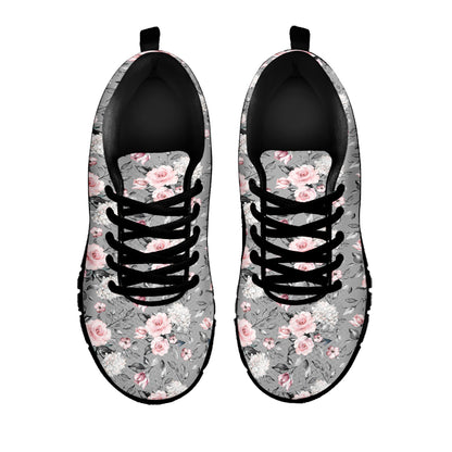 Monochrome Spring Floral Print Black Sneakers