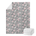 Monochrome Spring Floral Print Blanket