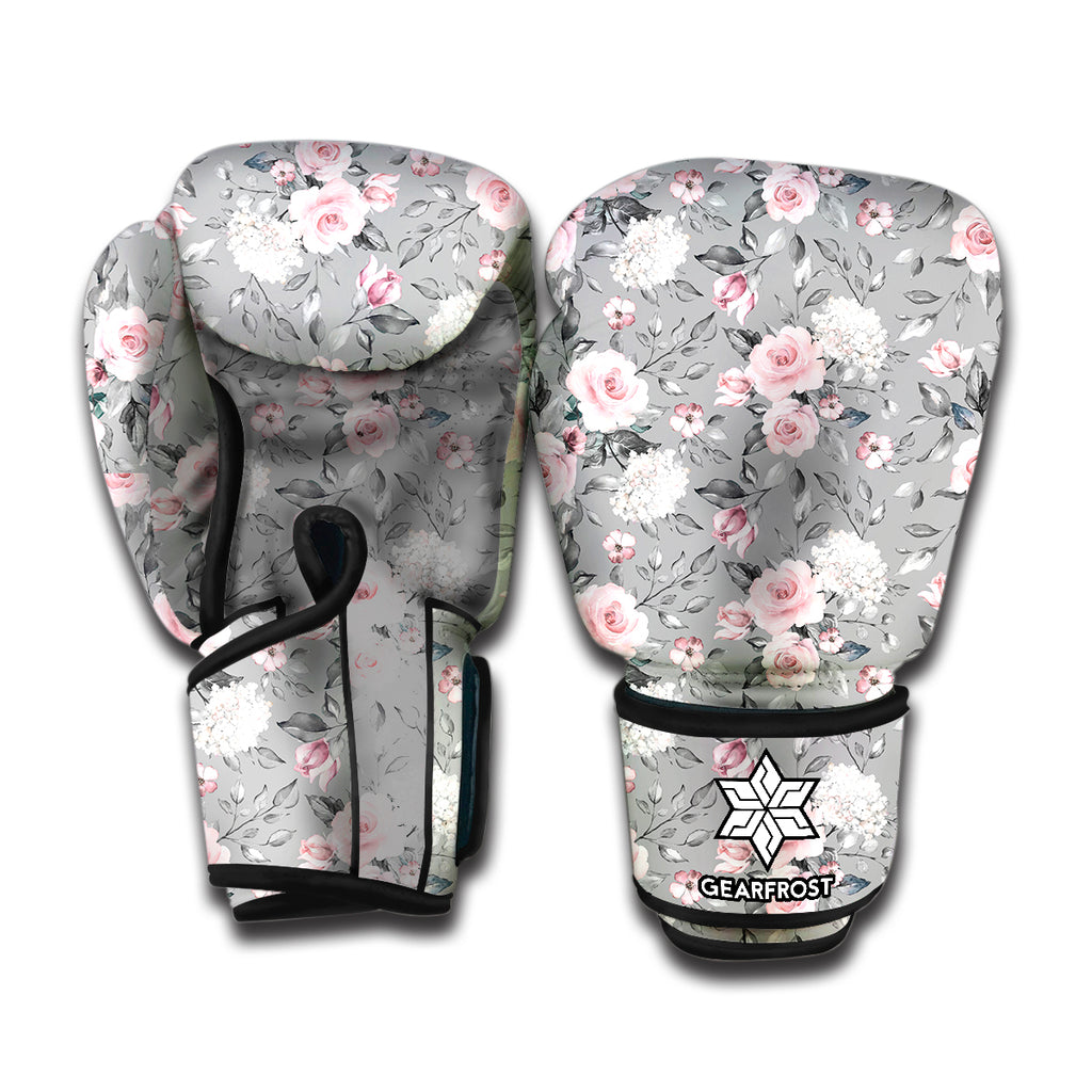 Monochrome Spring Floral Print Boxing Gloves