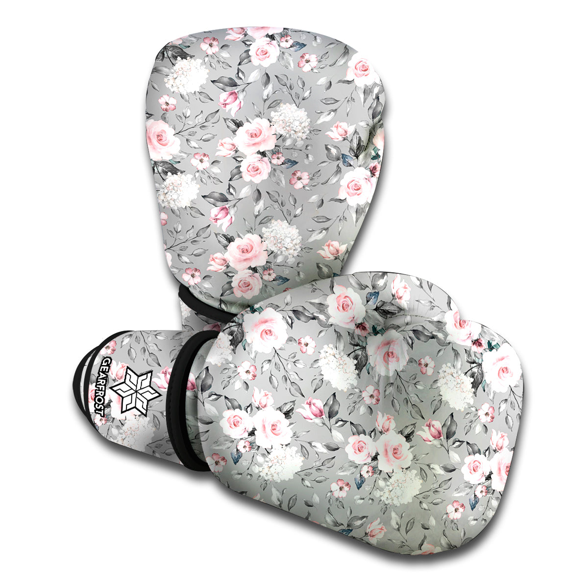 Monochrome Spring Floral Print Boxing Gloves