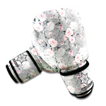 Monochrome Spring Floral Print Boxing Gloves