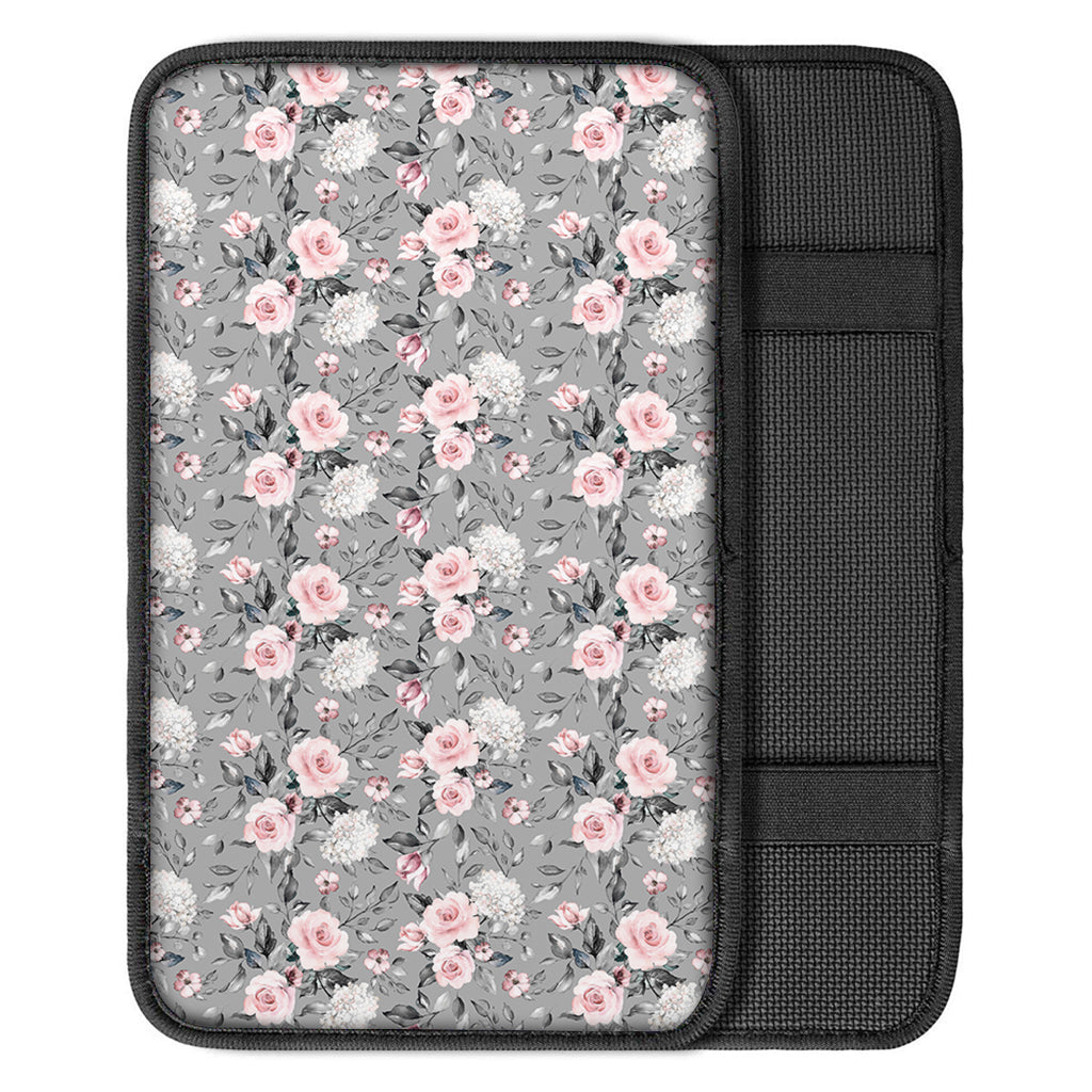 Monochrome Spring Floral Print Car Center Console Cover