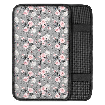 Monochrome Spring Floral Print Car Center Console Cover